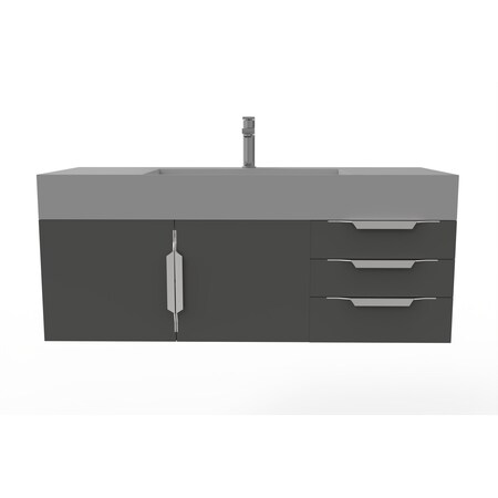 Castello Usa Amazon 48" Wall Mounted Black Vanity With Gray Top And Brushed Nickel Handles CB-MC-48BLK-BN-2056-GR